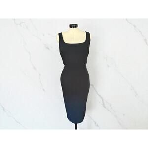 Express Black dress women’s midi dress zipper back sleeveless size large NWT‎